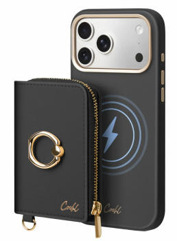 Картхолдер Uniq COEHL Mirelle Magnetic Wallet with Wrist strap Ebony Black (MIRELLEMW-EBNY) на фоне в магазине Nice case